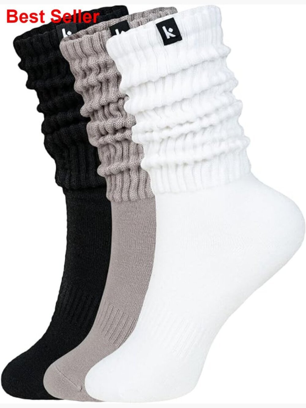 Viscose Polyamide Athletic Crew Socks 3-Pair Pack Scrunch Long